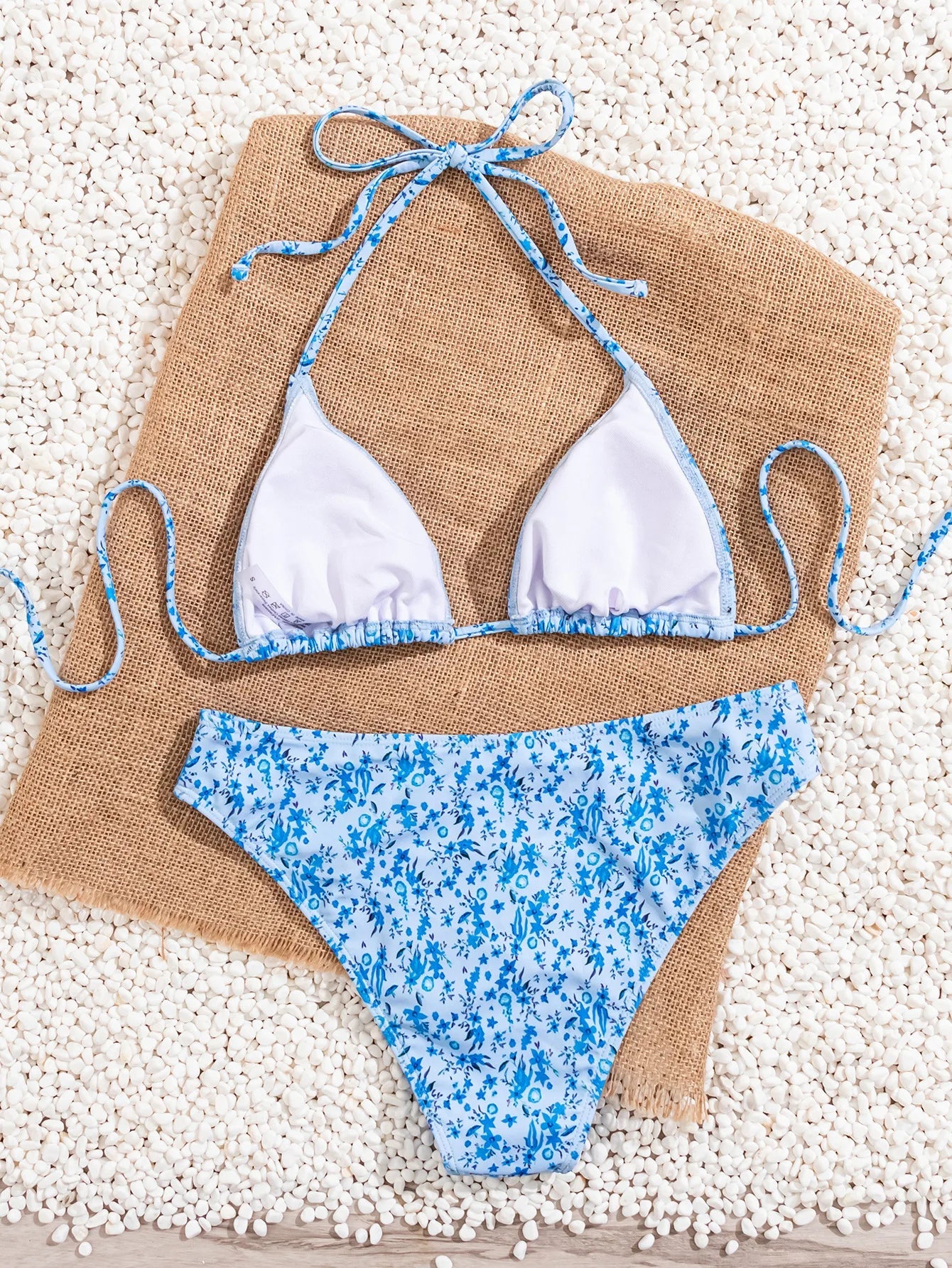 2025 New Women's Black Ground White Dot Printed Swimsuit Halter Neck Low Waist Bikini Set For Summer Female Swimwear Brazilian