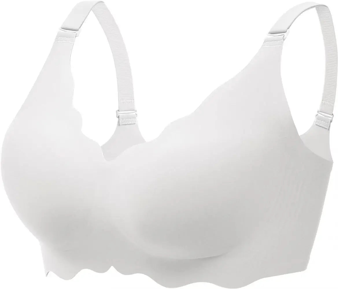 Plus-size Jelly-like Wire-free Bra Thin Molded Cups with A Wire-free Design Comfortable and Breathable Underwear Push Up
