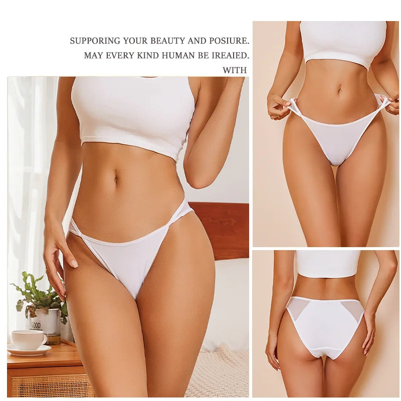 Lace Fabric Splicing Transparent Panties Women's Panties Sexy Breathable Underwear Female Low Waist Soild Soft Lingerie S-XL