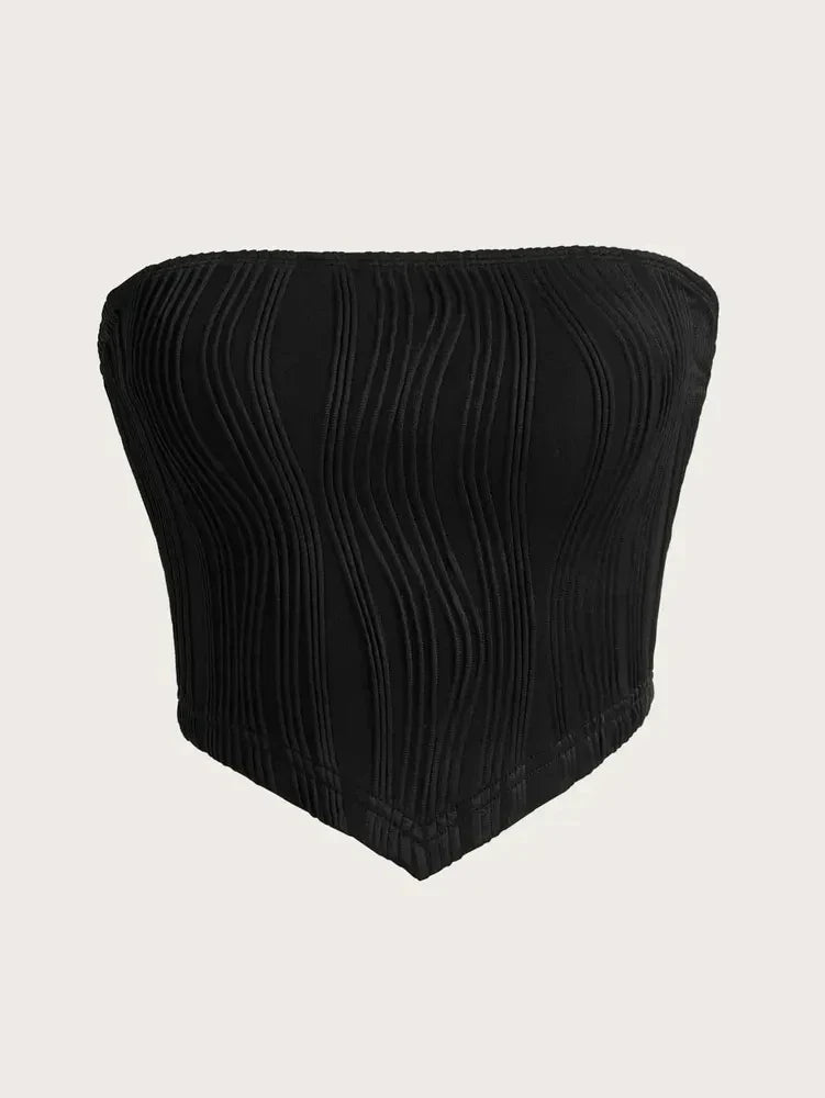 Sexy Off The Shoulder Tube Top Women Summer 2024 Solid Rib Knit Strapless Sleeveless Backless Crop Top Streetwear Y2K