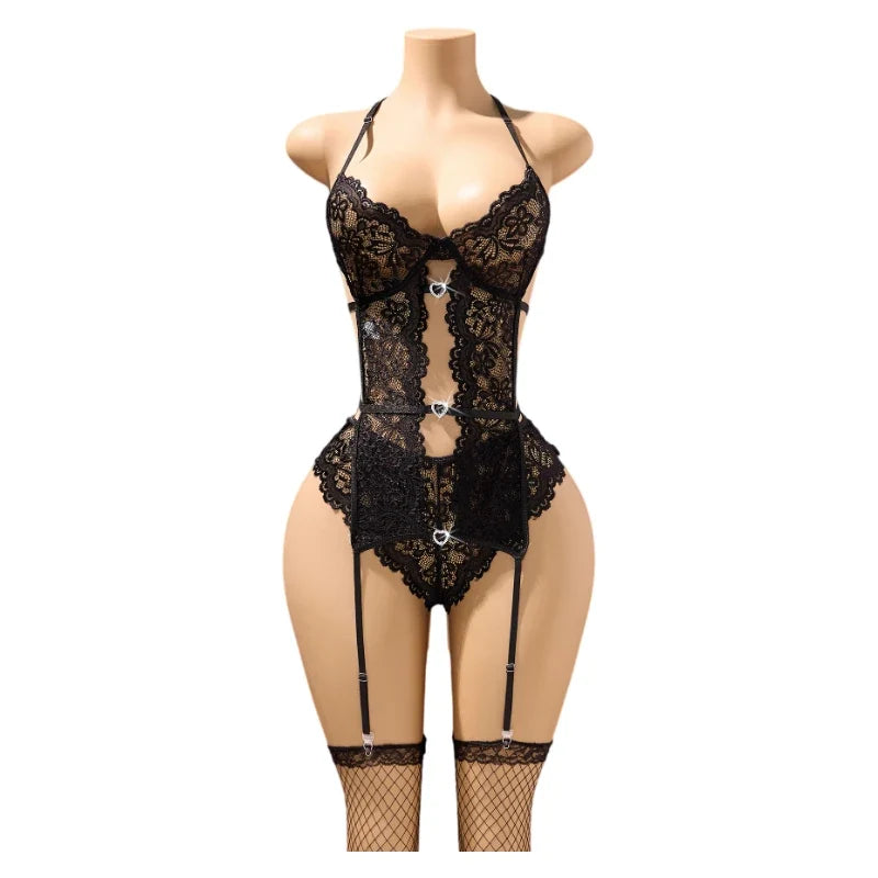 18 Sexy Erotic Lingerie Women Bra And Panty Garters See Through Lingerie Sets Role Play Female Thin Sexy Bras Underwear Set