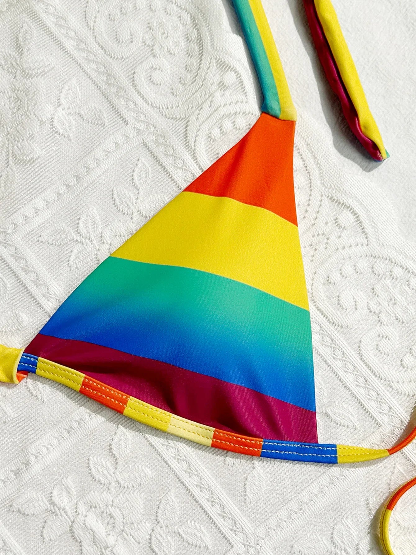Women's Rainbow Color Bikini Set Sexy Beach Vacation Backless 2 Piece Swimsuit 2024 Summer Bathing Suit Bra Push Up Swimwear