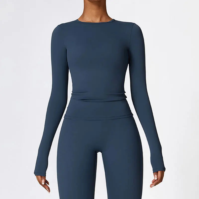 NCLAGEN Long Sleeve Workout Top Gym Pilates Clothes Women Active Wear Sports Shirt Elastic Fitness Yoga Clothing Running Shirts