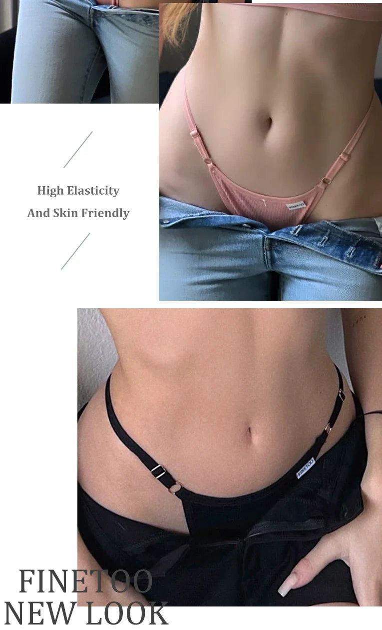 5PCS Women's Panties Cotton Thongs Adjustable Waist Sexy G-String Solid Color Seamless Intimate Female Underpants Lingerie S-XL
