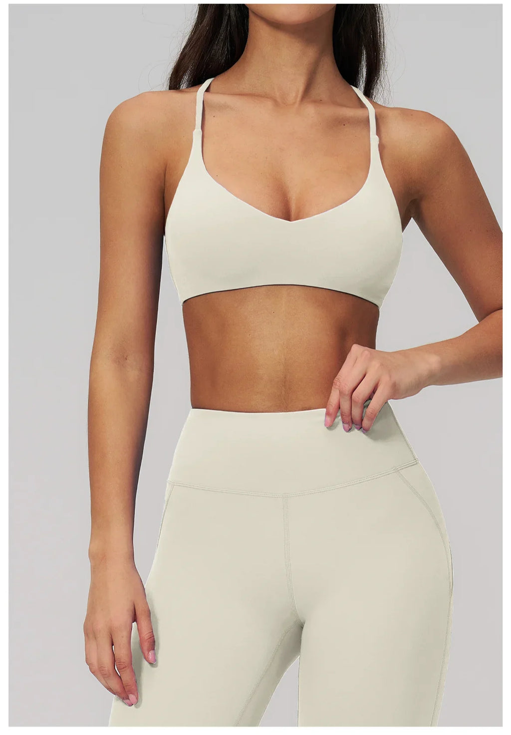 Summer U-Shaped Multi-Strap Cross Back Women Pilates Fitness Sports Bra Top Gym Yoga Athletic Tight Workout Jog With Chest Pad