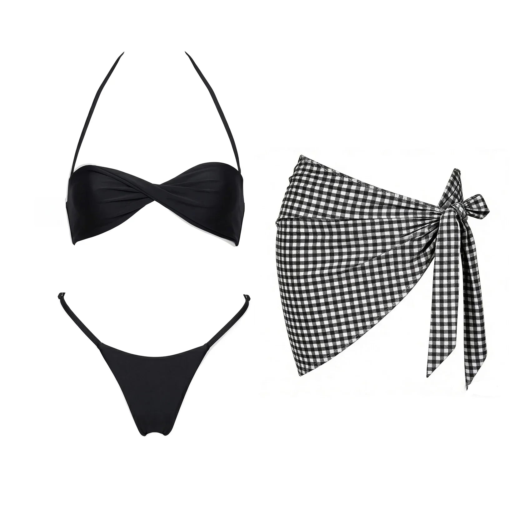 2026 2Pcs Sexy Women One Piece Swimsuit Female Push Up Swimwear Biquini  High Cut Monokini Solid Swim Suit Bathingsuit Beachwear