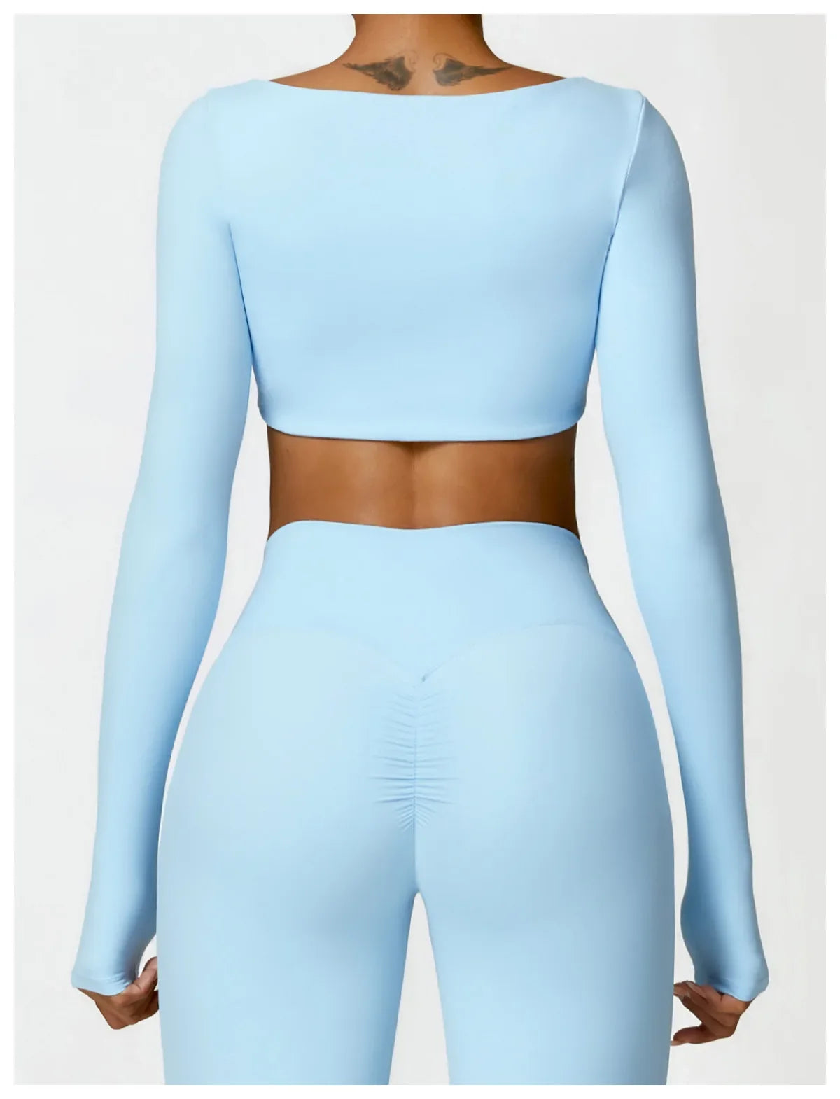 Hearuisavy Summer Casual Quick Dry Sportswear Women Square Neck Gym Top Women Fitness Sports Crop Top Long Sleeve Yoga Clothing