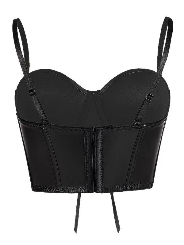 Sexy Black Short Leopard Print Shapewear Tube Top Strap Back Button Women's Erotic Crop Top Camisole Casaul Pure Desire HVVI