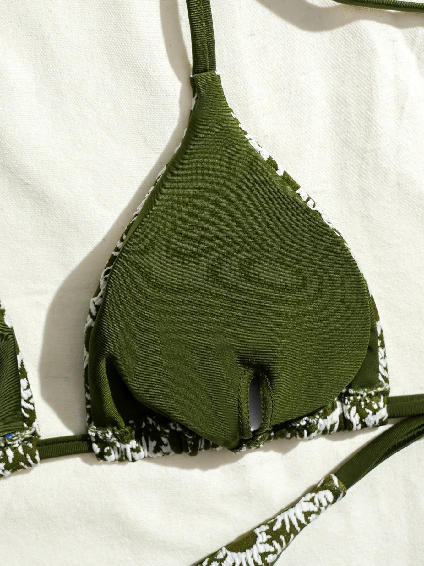 Sexy Green Sunflower Print Mini Bikini 2026 Women Halter Push Up Bra Tie Side Bandage Thong Swimsuit Beach Bathing Suit Swimwear