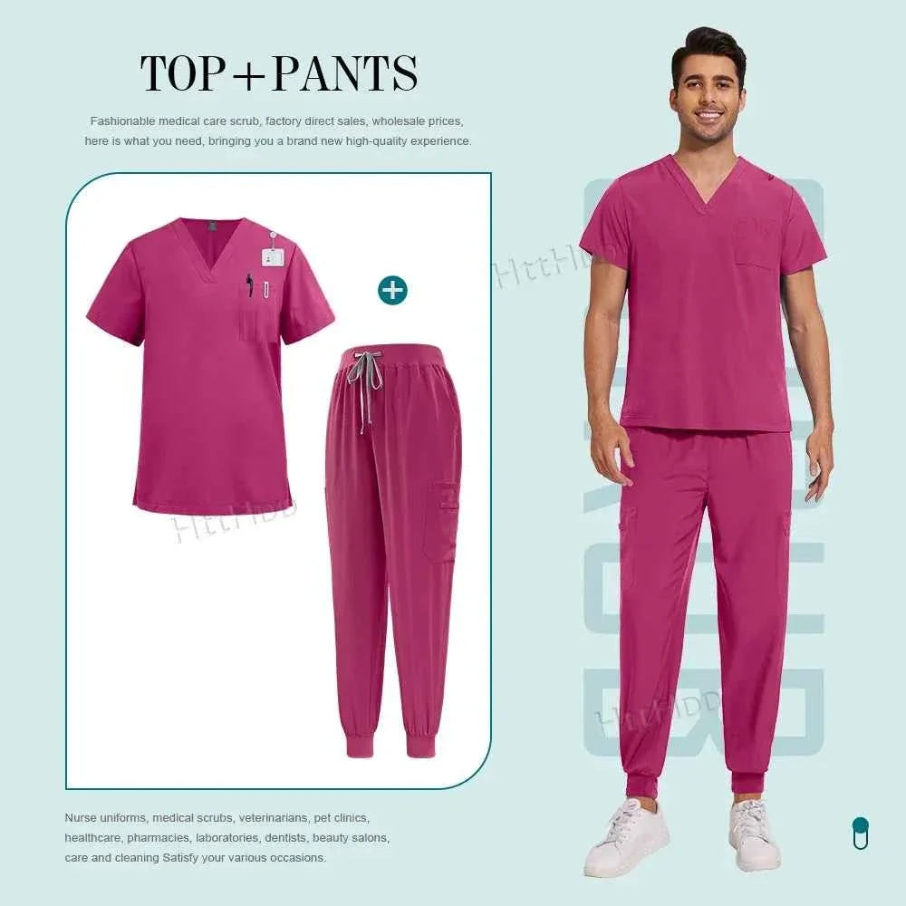 Unisex Nurse Scrubs Suit - Top & Pants