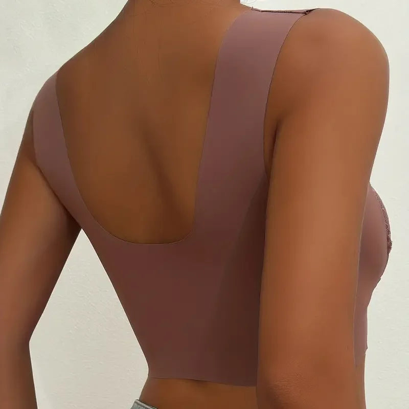 L-5XL Contrast Lace Wireless Bras For Womens Lingerie Top Female Lace Bra Underwire Plus Size Brassiere Perspective Sexy Bras