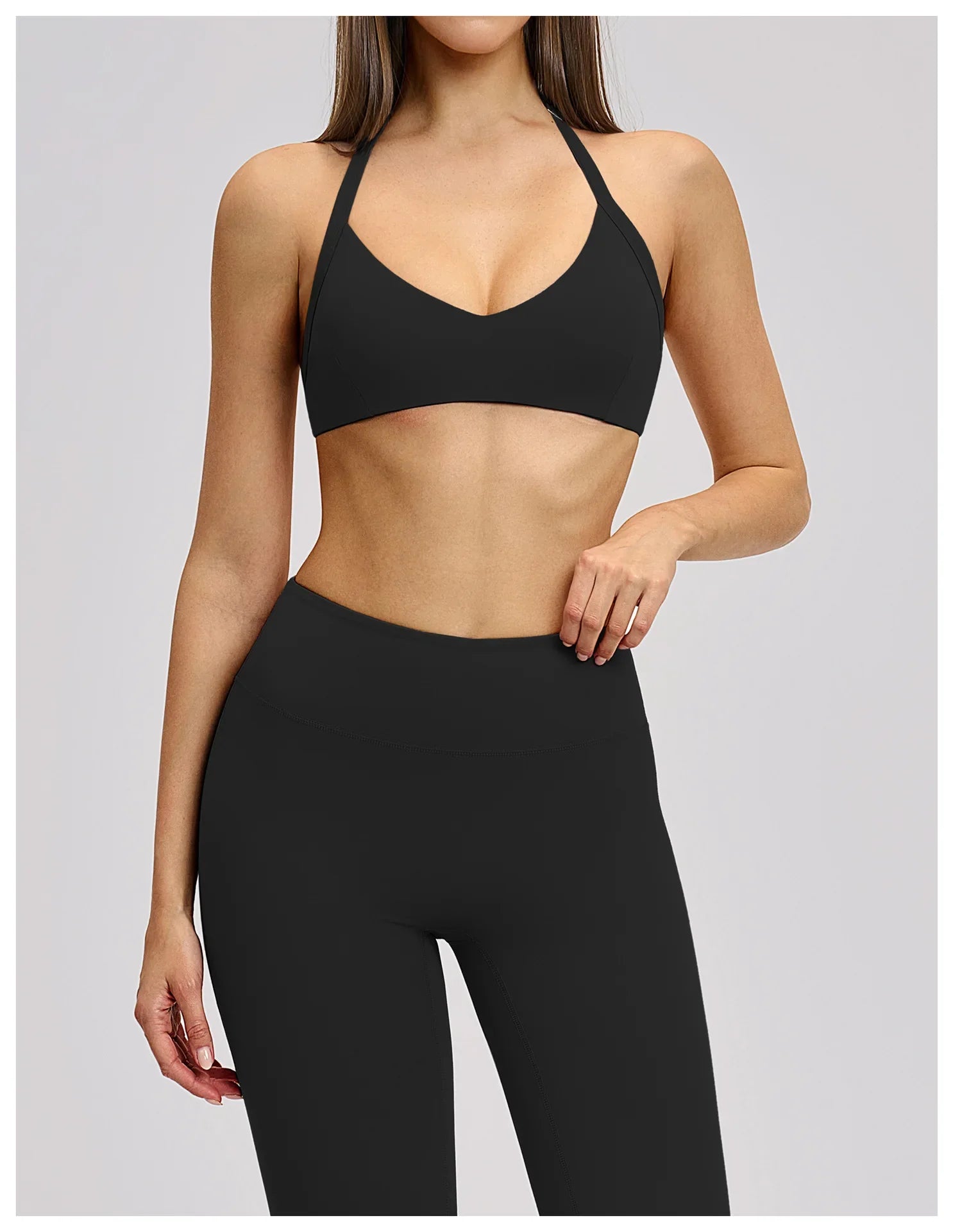 Summer Sports Bra Women Seamless Halter Top Fitness Bra High Support Push-up Open Back Gym wear Running Yoga Workout Underwear
