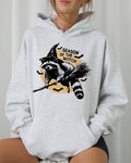 Season Of The Witch Cute Raccoon Halloween Meme Bats Moon Spooky Hooded Sweatshirt