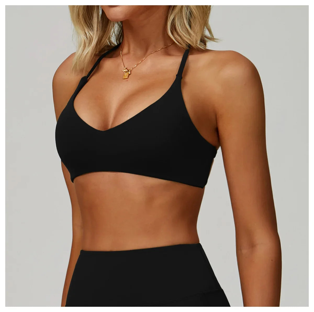 Summer U-Shaped Multi-Strap Cross Back Women Pilates Fitness Sports Bra Top Gym Yoga Athletic Tight Workout Jog With Chest Pad