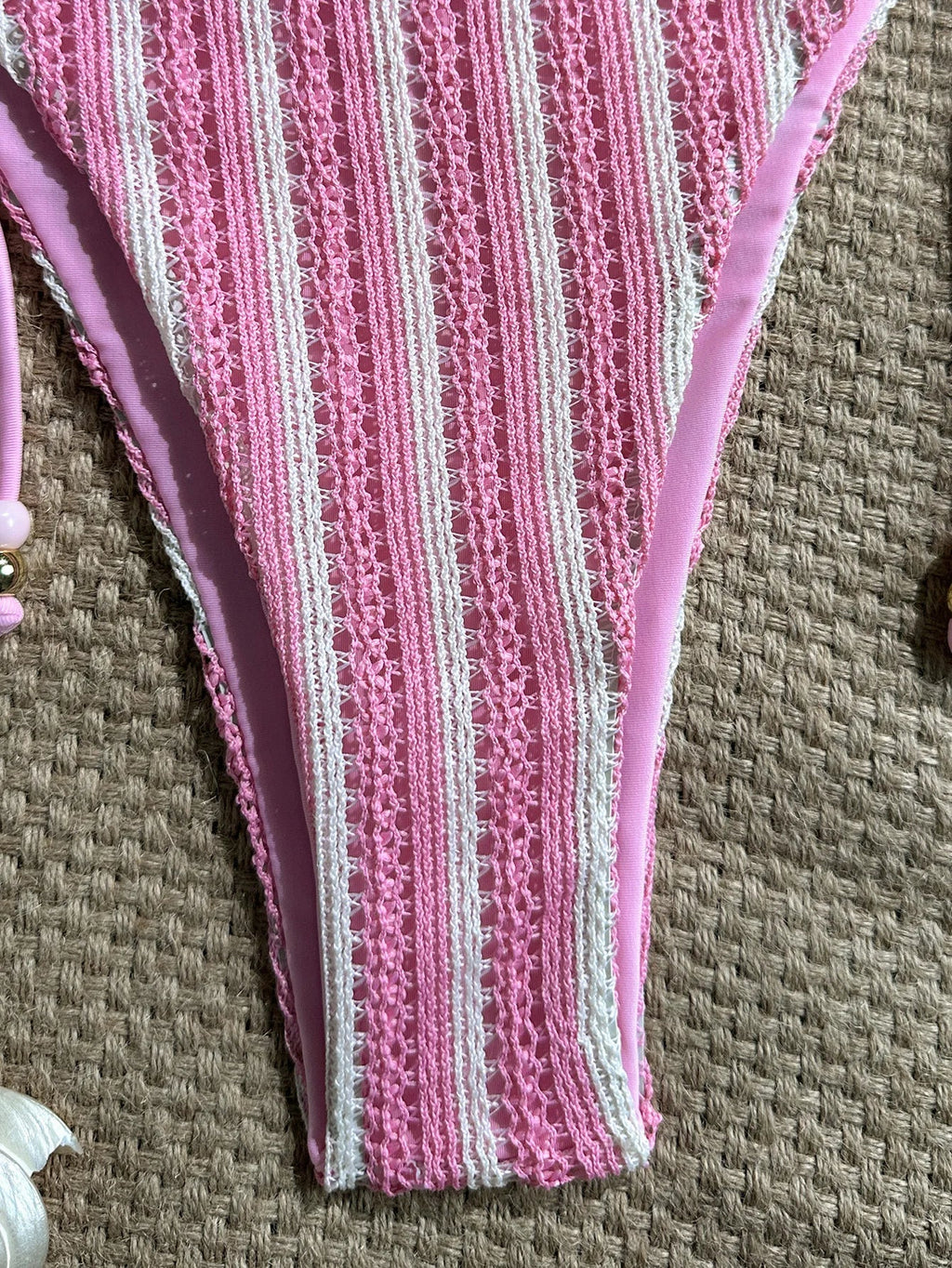 Sexy Pink Striped Micro Bikini Women 2026 Halter Push Up Bra Tie Side Thong Swimsuit Brazilian Beach Bathing Suit Swimwear
