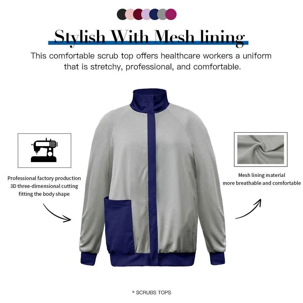 Niaahinn Long Sleeve Nursing Scrubs Jacket