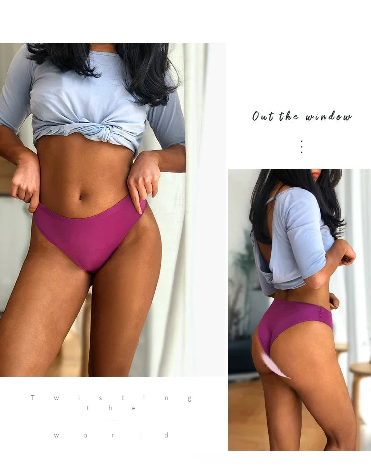 Ice Silk Thong Sexy Women Panties Seamless G String Briefs T Back for Girls Underwear Temptation Ladies Underpants Size M-XXL