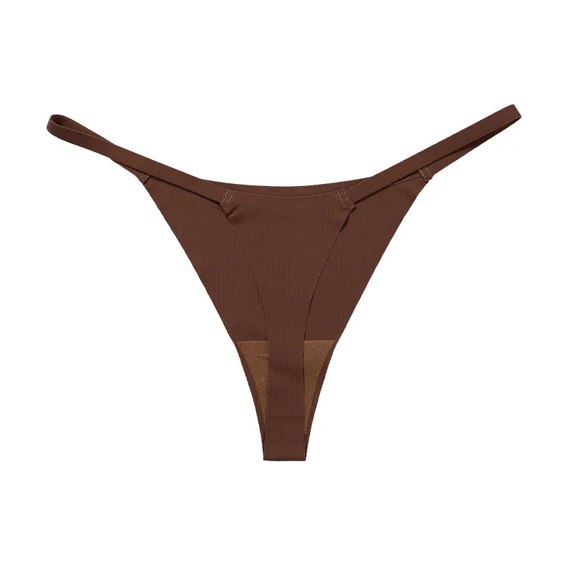 Ice Silk Seamless Women Thong Low Waist Sexy G String Quick Drying Panties Simple Underwear Traceless Thin Sports Yoga Briefs