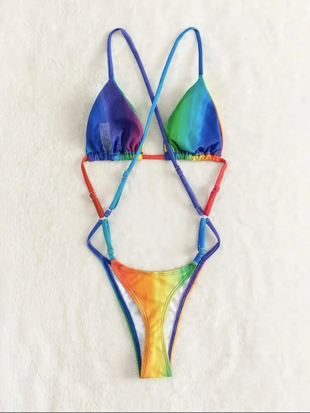 Sexy Gradient Color One Piece Swimsuit 2025 Striped Patchwork Push Up Micro Bikini Beach Cut Out Bathing Suit Trikini Swimwear