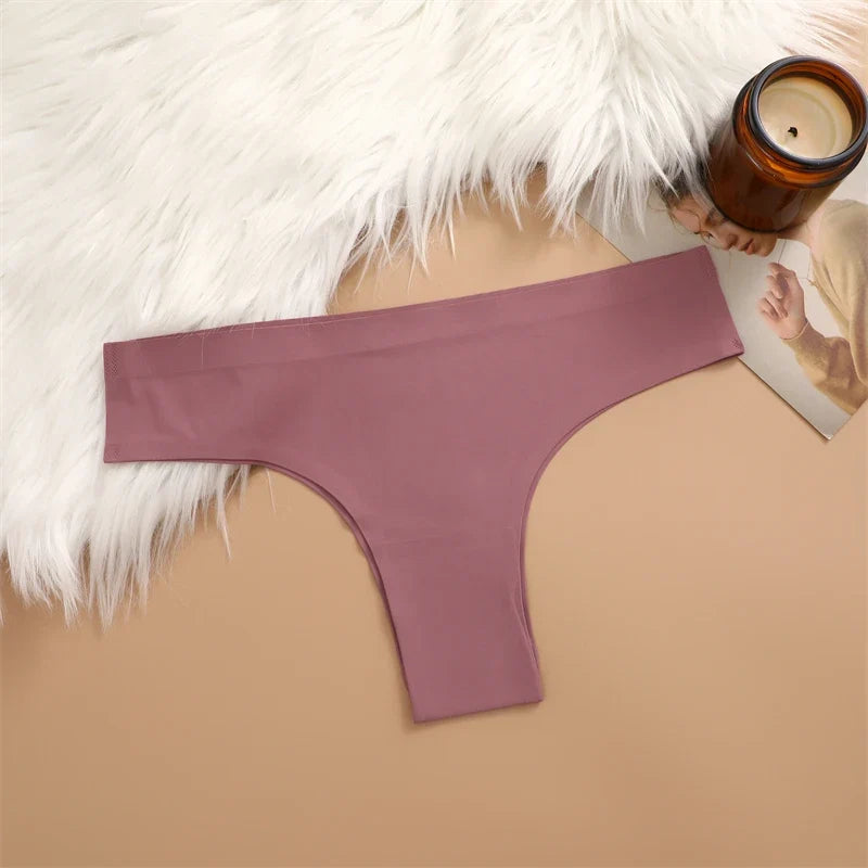 3PCS Seamless Ultra-thin Brazilian panties Maillard Panties Women Ice Silk Underwear Sexy Panty Low Waist G-string Female Solid
