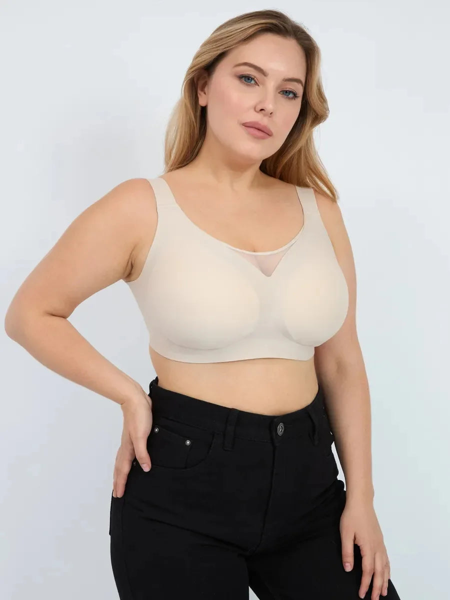 Women's Plus Size Seamless Underwear Jelly Cup Thin Molded Wire-Free Bra Comfortable and Breathable Solid Color Everyday Bra