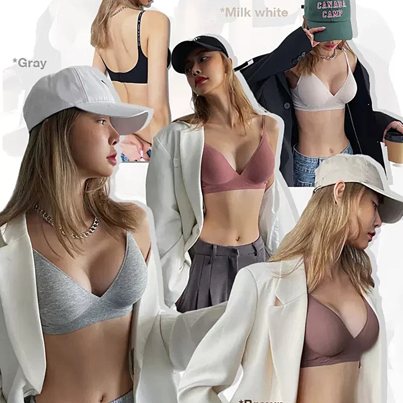 Deep V Knitting Bra Women Wireless Bras Sexy Padded Bralette Ladies Comfortable Brassiere Female Soft Underwear 6 Colors 2023