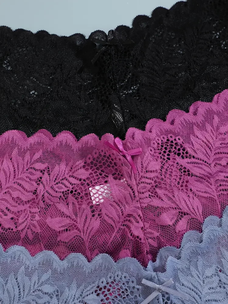 6PCS Women Lace Boxers Briefs Sexy Seamless Breathable Low Waist Female Underwear Solid Color Intimates High Elastic Lingerie