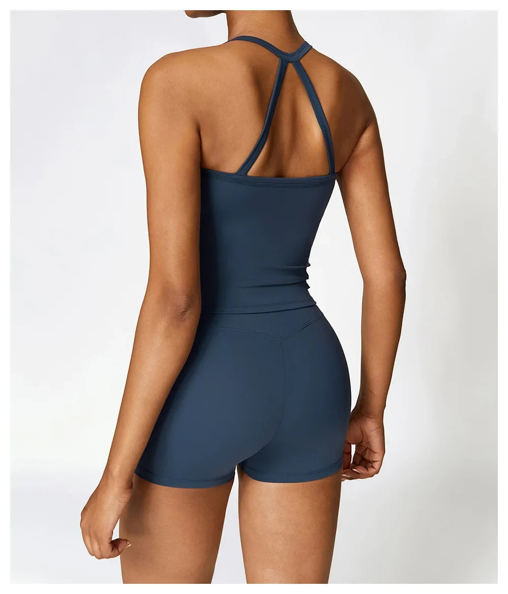 Strappy Sports Bra For Women Gym Workout Tops Sexy Yoga Bra Gather Fitness Push Up Training Running Female Sport Vest