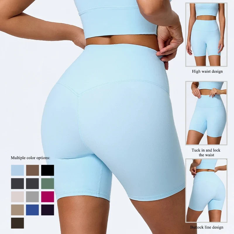Hearuisavy Summer Soft Sports Shorts Buttock Lift Gym Leggings Women High Waist Yoga Shorts Women Running Cycling Workout Shorts