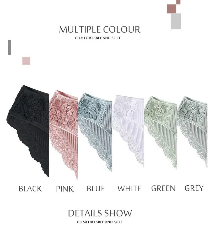 New 3Pcs/set Women's Cotton Panties M-2XL Women Patchwork Lace Underwear Sexy Low Waist Briefs Ladies Comfortable Underpants