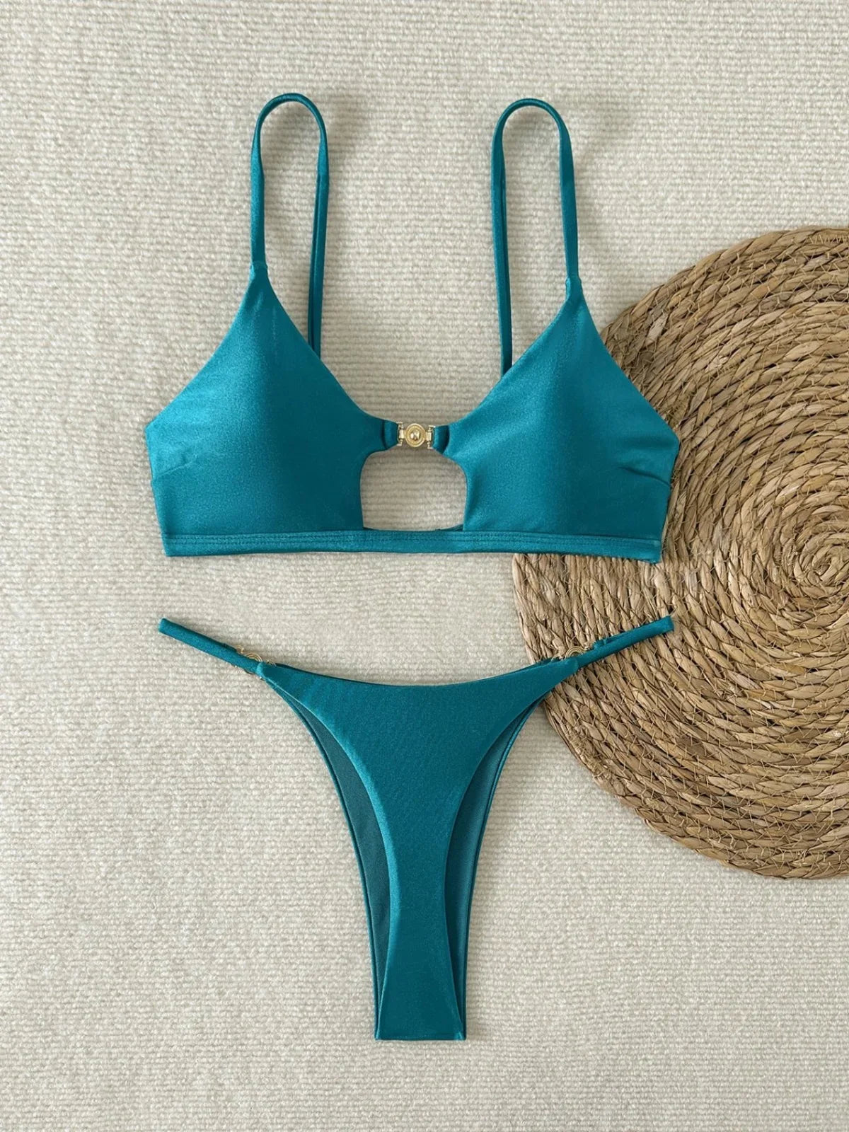 Sexy Thong Bikini 2026 Mujer Women Luxury Metal Ornament Hollow Out Push Up Micro Swimsuit Summer Bathing Suit Bathers Swimwear