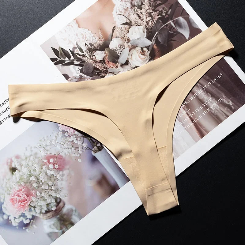 Ice Silk Leopard Women Panties Sexy G String Thong Seamless Underwear T Back Candy Color Girls Briefs Underpants Plus Size M-XXL