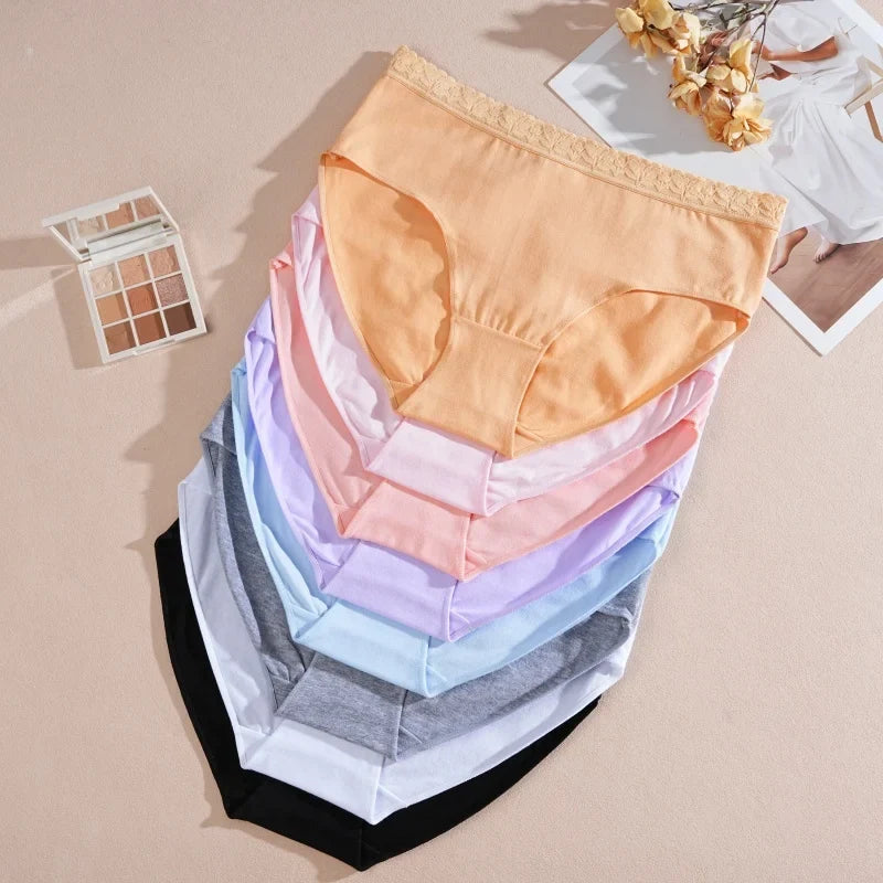 3Pcs Women Cotton Lingerie Sexy Soft Fashion Panties Femme Buckle Design Underwear Pantys Underpant Lingerie Lace Intimates S-XL