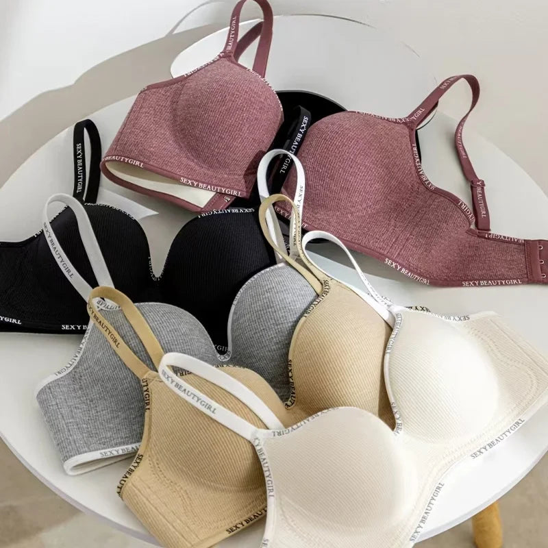 Deep V Knitting Bra Women's Underwear Small Chest Sexy Push Up Lingerie Seamless Bra for Women Bra Thick Bralette 32-38AB