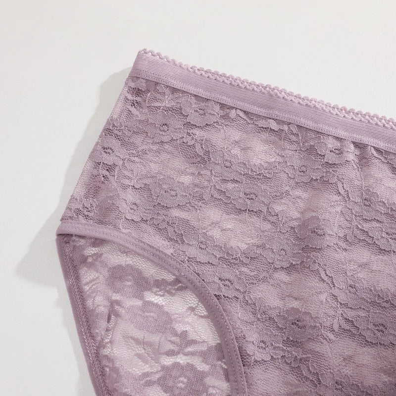 FINETOO 3PCS Women Lace Panties Sexy Hollow Underpants Sexy High Waist Lace Panty Elegant& Romantic Ladies Breathable Underwear