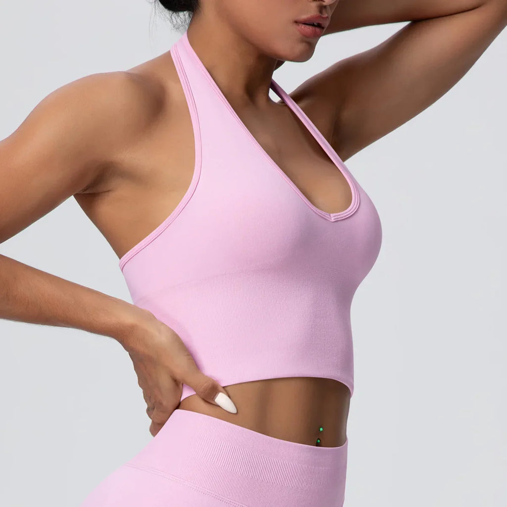 Gym Tops Women Halter Top Gym Vest Woman Sexy Backless Push Up Sport Bras Running Vest Workout Tops Activewear Yoga Fitness Vest