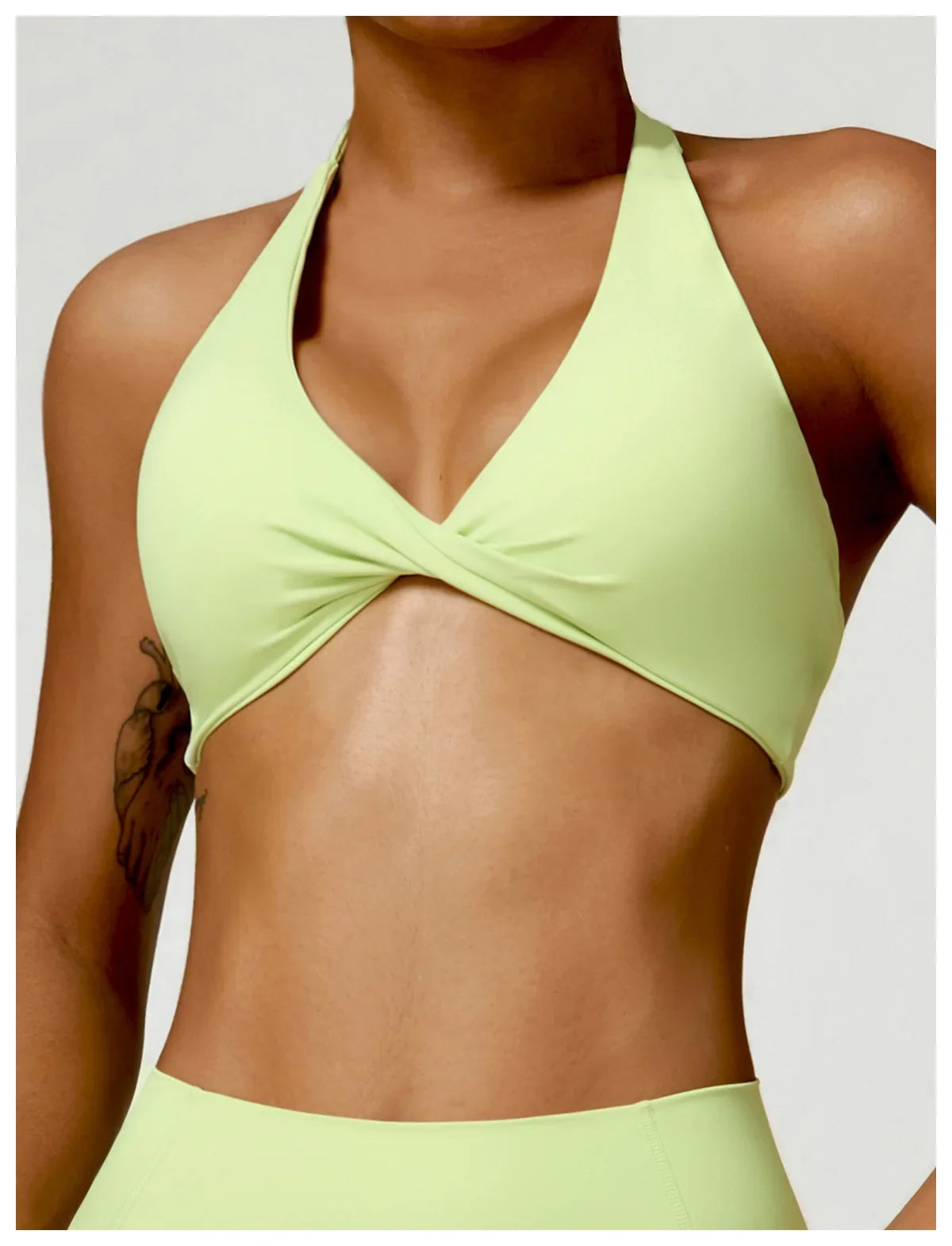 Women's Nylon Sports Bra Halter Sports Underwear Front Twist Naked Feel Sexy Yoga Gym Push Up Workout Padded Bralette Bathsuit