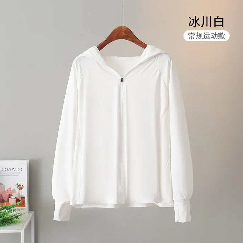 UV Protection Hooded Windbreaker Ice Silk Sun UPF 50+ UV Protection Jacket Big Brim Thin Ice Silk Sun Protection Jackets 4XL 5XL