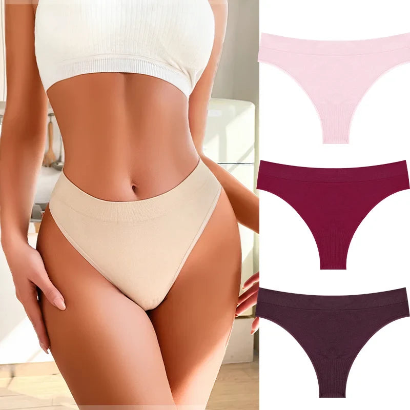 3PCS Seamless Women's Lingerie Female Thongs Sexy Underwear Low-Rise Underpant Women's Panties Intimates Bikini Briefs S-XL