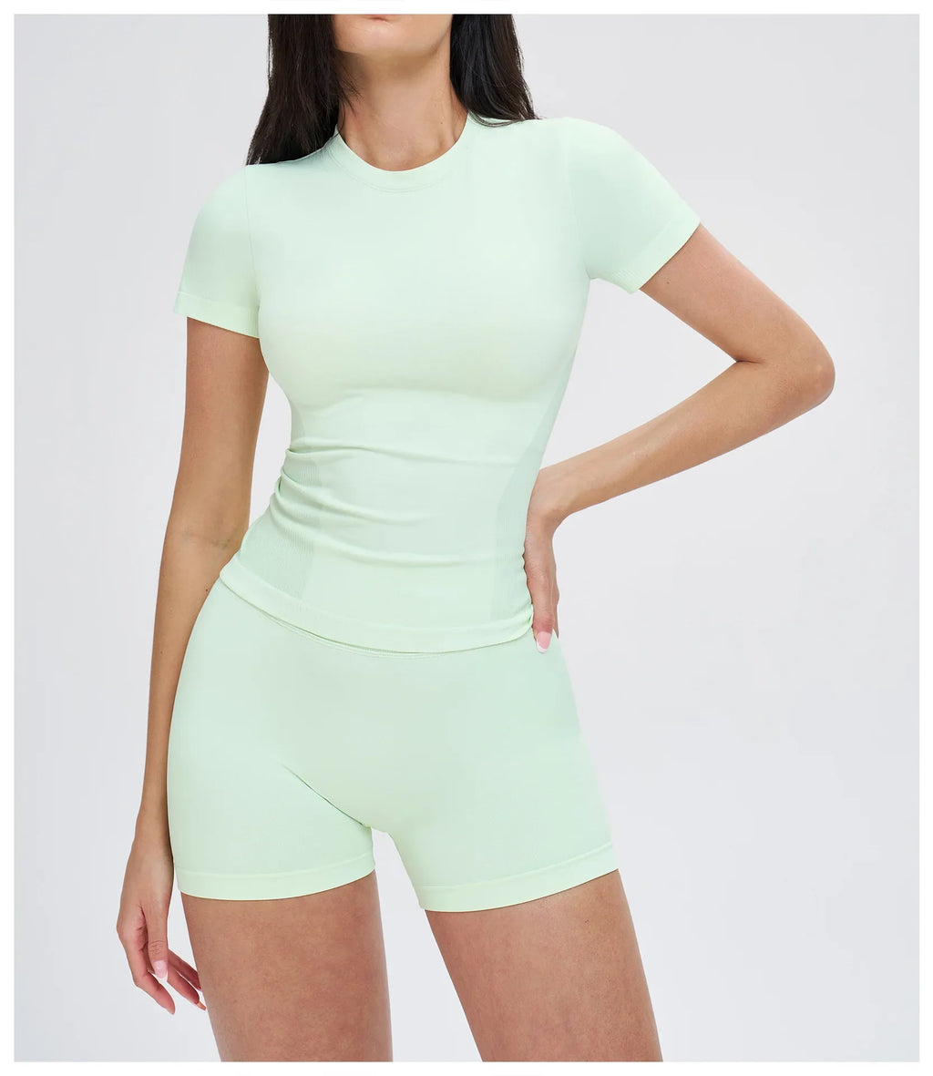 High Waist Shorts Seamless Yoga Shorts Workout Fitness Lift Peach Butt Fitness Tight Gym Running Body Shaper Pants Ribbed Shorts