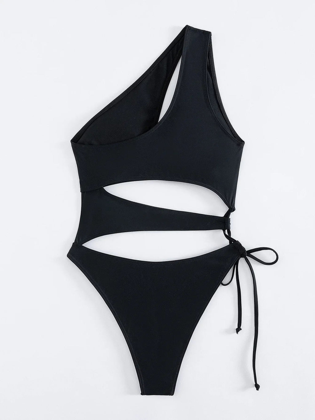 Sexy Hollow Out One Piece Swimsuit Women Black One Shoulder Drawstring Backless Monokini Summer Beach Bathing Suit Swimwear 2026