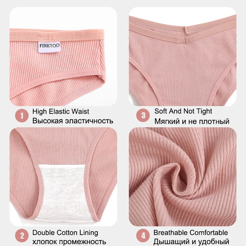 3PCS/Set Women Cotton Briefs Panties Ladies Sexy Solid Color Low Waist Underwear Female Soft Breathable Intimates Lingerie 2024