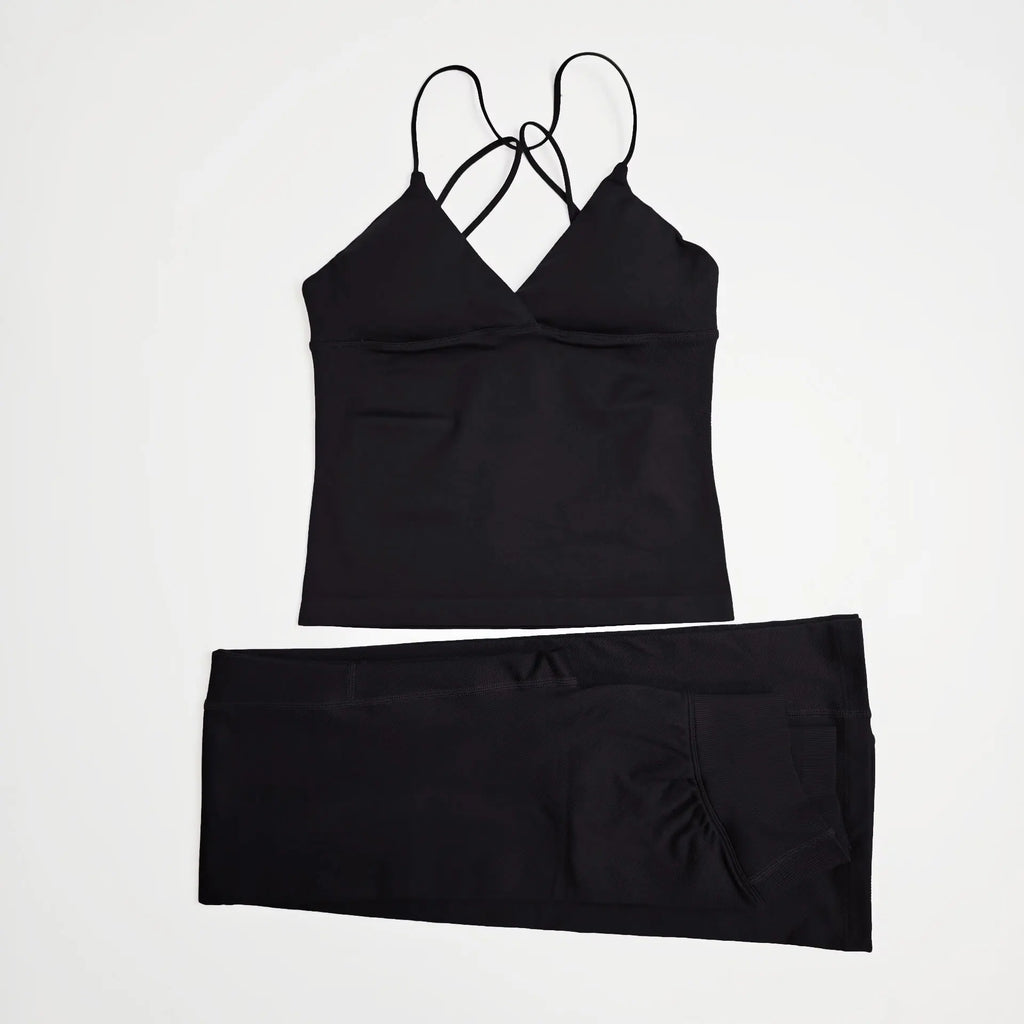 NCLAGEN Vision Twist Front Longline Top And Vision Flares 2 Piece Fitness Set Women Sportwear Gym Clothes Workout Running Suit