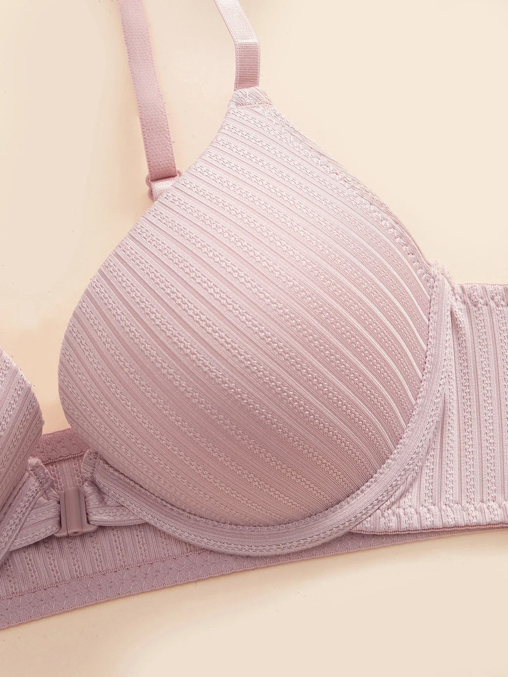 1 3 5Pcs Pure and Simple Everyday Solid Bra Push up Sexy Bras Ribbed Fabric with Unlined Sweet Women's Underwear