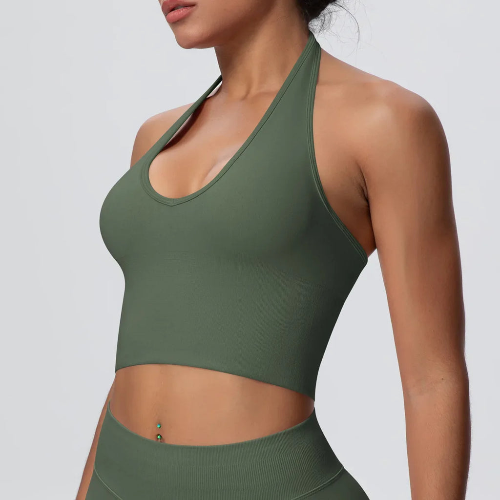Gym Tops Women Halter Top Gym Vest Woman Sexy Backless Push Up Sport Bras Running Vest Workout Tops Activewear Yoga Fitness Vest