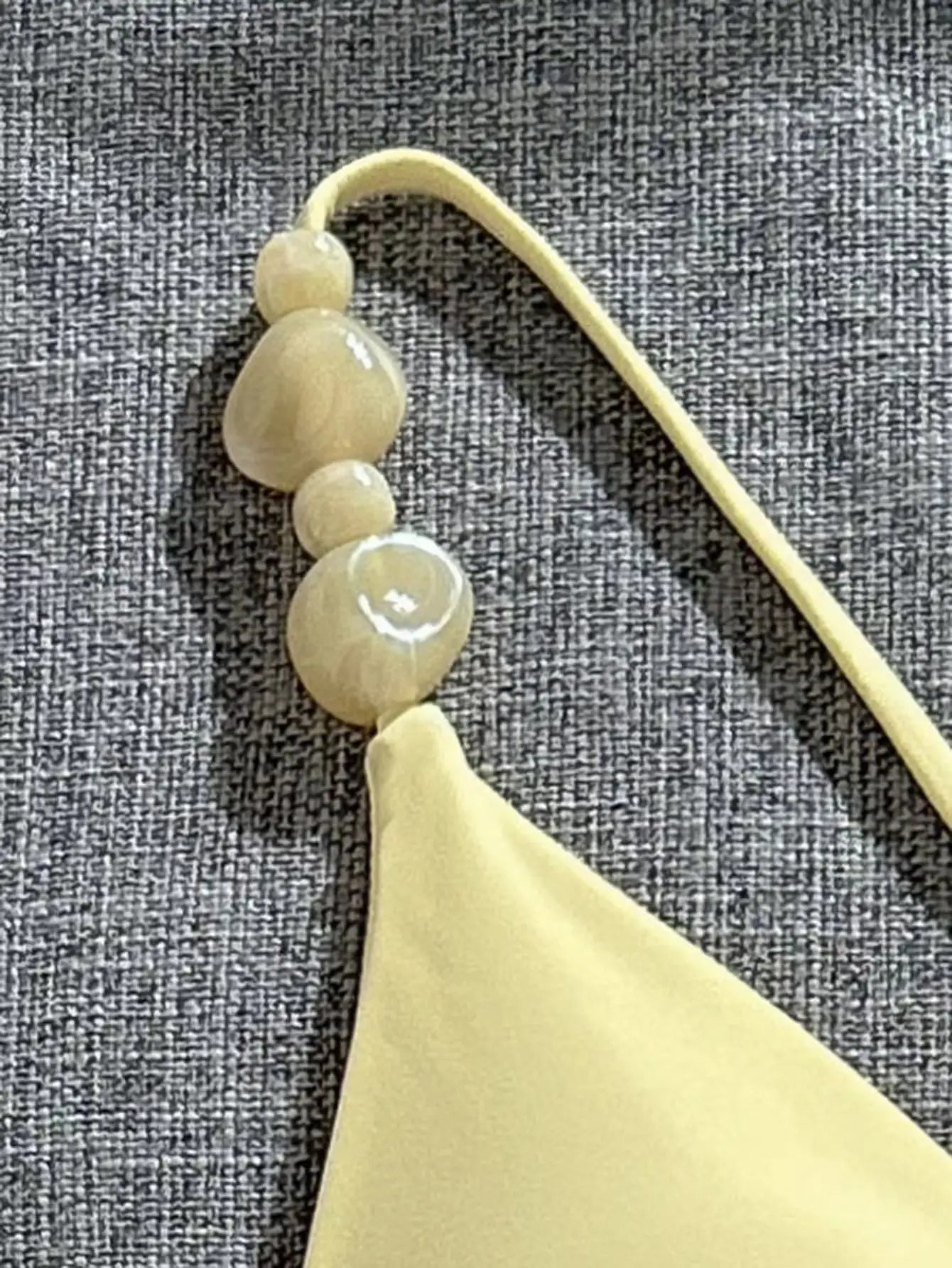 Sexy Pearls Strap Micro Bikini 2026 Women Yellow Halter Push Up Bra Pleate Thong Swimsuit Beach Bathing Suit Vacation Swimwear