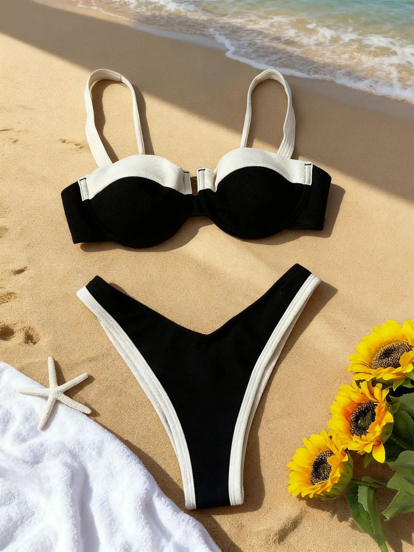 2026 New Black Bikini White One Piece Swimsuit Sexy Solid Swimwear Women Bathing Suit Beach Backless Monokini Swimsuit Female