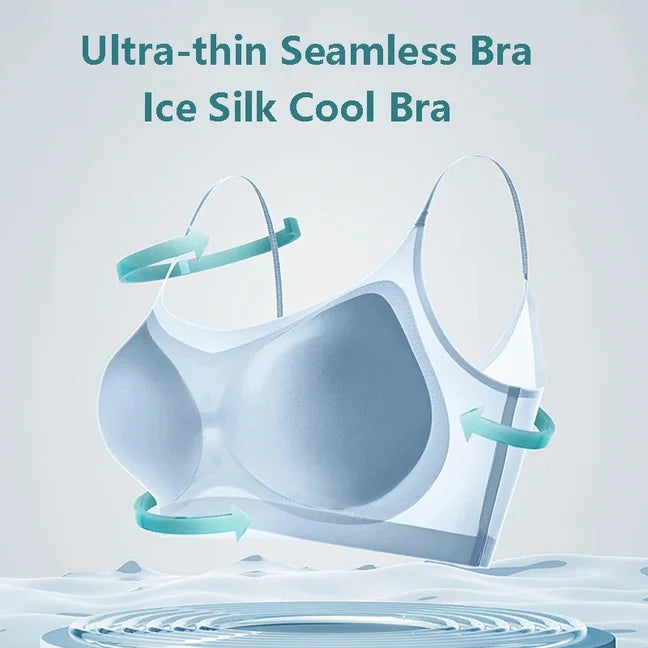 Summer Ice Silk Seamless Ultra-thin Ice Silk Bra Lifting Bra M-4XL Women's Sports Bra Wireless Underwear Air Cooling Brassier