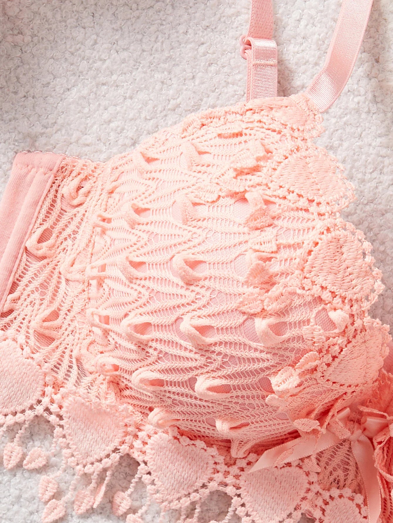 Daily Knitted Bra for Women Sexy Heart Lace Patchwork with Lace Trim Sexy Bras Comfortable Non-Padded Solid Women's Push up Bra