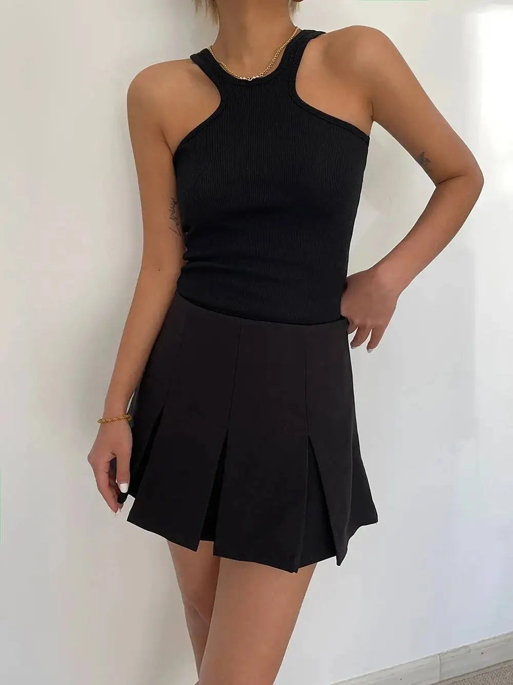 WOMENGAGA American High Street A-line Short Unif School Girl Fairy Grunge Skirt High Waist Pleated Skorts Streetwear Lovely HM2O